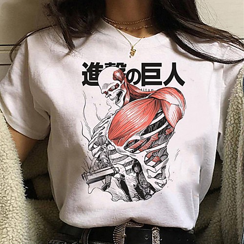 

Inspired by Attack on Titan Cosplay Anime Cartoon Polyester / Cotton Blend Print Harajuku Graphic Kawaii T-shirt For Women's / Men's