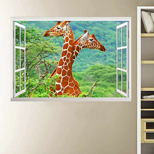 

3D Fake Window Cute Giraffe Home Children's Room Background Decoration Can Be Removed Stickers