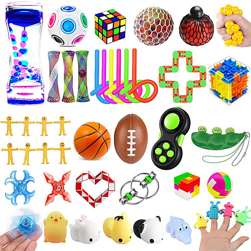 

43 Pack Sensory Fidget Toys Set, Stress Relief and Anti-Anxiety Sensory Toys Pack for Kids Adults ADHD ADD Anxiety Autism with Stress Balls Squishy, Gifts for Birthday Party Favors Classroom Rewards