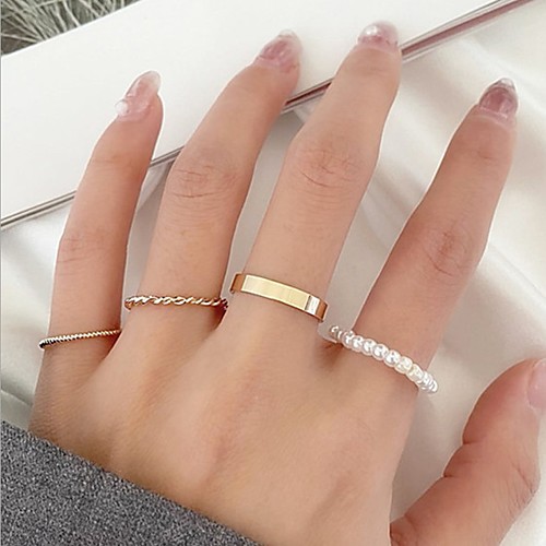 

Ring Classic Silver Gold Imitation Pearl Alloy Stylish Simple European 4pcs One Size / Women's