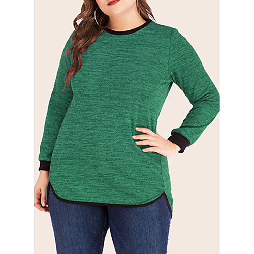 

Women's Plus Size Tops T shirt Plain Long Sleeve Crewneck Green Red Big Size XL XXL 3XL 4XL