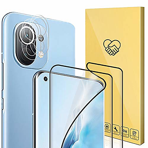 

anewsir [4 pieces protective film compatible with xiaomi mi 11 screen protector, 2 pieces protective film and 2 pieces camera protective film, soft pet film ultra-clear screen protector, bubble-free.