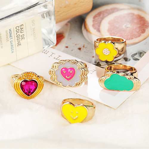 

Ring Fancy Alloy Heart Flower Shape Clouds Stylish Simple European 1pc 7