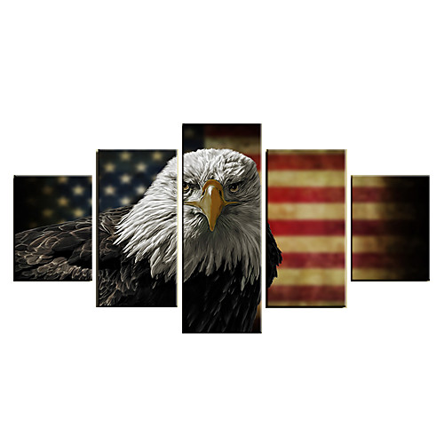 

5 Panel Wall Art Canvas Prints Painting Artwork Picture American Flag Eagle Home Decoration Décor Rolled Canvas No Frame Unframed Unstretched