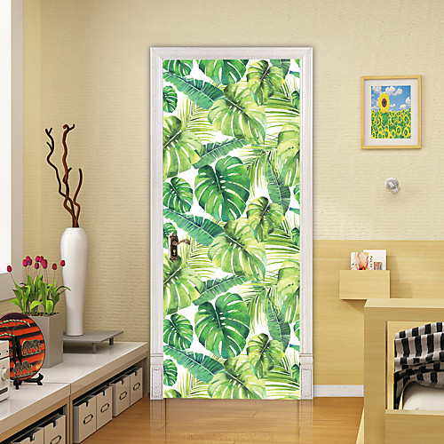 

2pcs Self-adhesive Creative Door Stickers Banana Leaf Living Room Diy Decoration Home Waterproof Wall Stickers