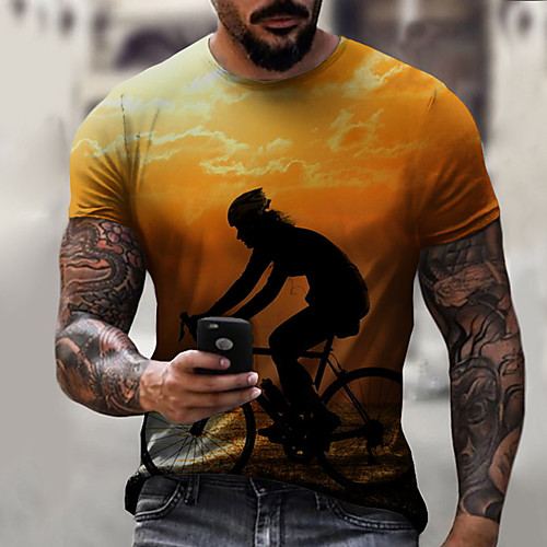 

Men's Tee T shirt Shirt 3D Print Graphic Bicycle Plus Size Short Sleeve Casual Tops Basic Designer Slim Fit Big and Tall A B C