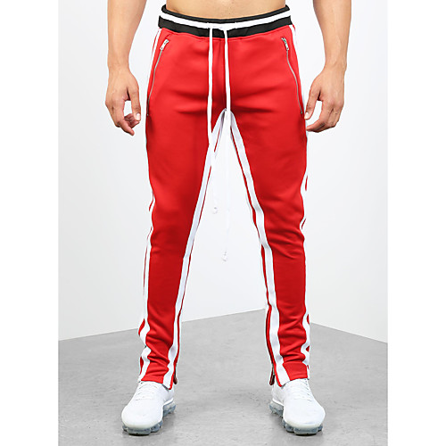 

Men's Casual / Sporty Outdoor Sports Casual Home Pants Pants Solid Color Full Length Sporty Black / Red Black / White Red