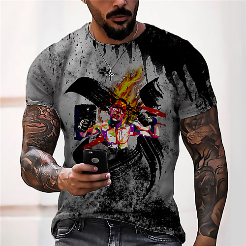 

Men's Tee T shirt Shirt 3D Print Graphic Prints Human Print Short Sleeve Daily Tops Casual Designer Big and Tall Gray