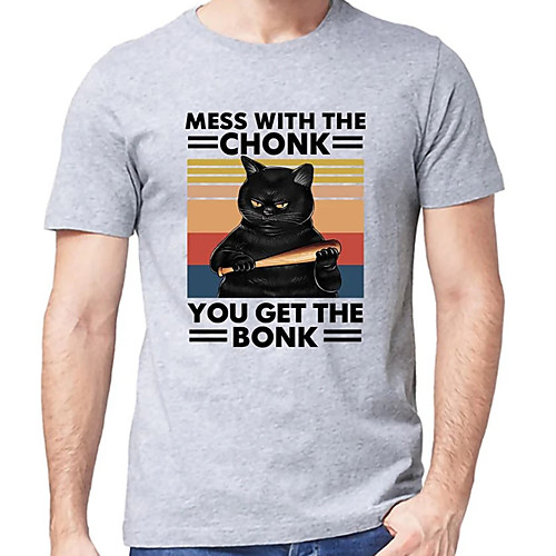 

Men's Unisex Tee T shirt Hot Stamping Graphic Prints Letter Animal Plus Size Print Short Sleeve Casual Tops Cotton Basic Designer Big and Tall Black Light gray
