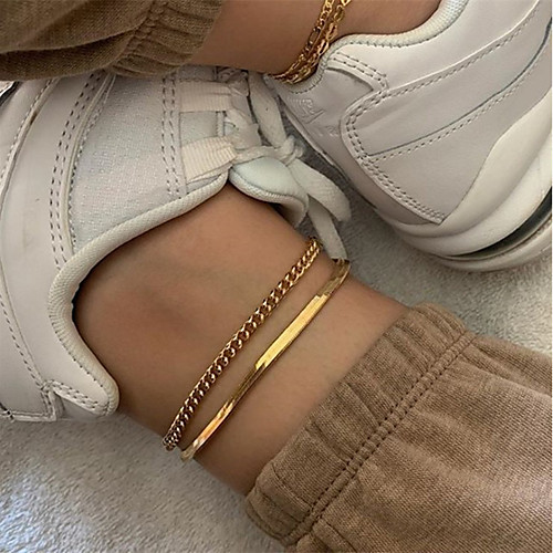 

Anklet Stylish Simple Punk Unisex Body Jewelry For Street Holiday Snake Alloy Gold 2pcs