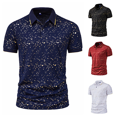 

Men's Golf Shirt Other Prints Color Block Print Short Sleeve Casual Slim Tops Basic Wine White Black / Summer