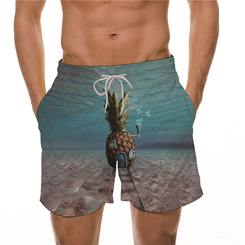 

Men's Designer Casual / Sporty Big and Tall Quick Dry Breathable Soft Holiday Beach Swimming Pool Shorts Bermuda shorts Swim Trucks Pants Graphic Prints Pineapple Short Drawstring Elastic Drawstring