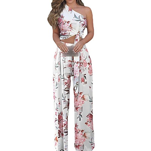 

Women's Ordinary Backless Blushing Pink Jumpsuit Floral Backless