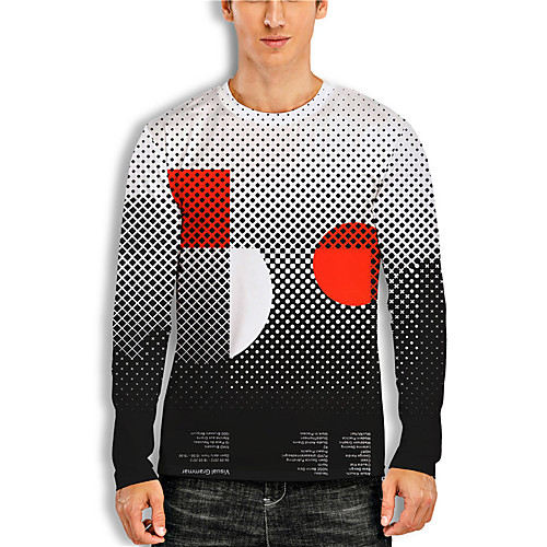 

Men's Tee T shirt Shirt 3D Print Geometric Graphic Prints Print Long Sleeve Daily Tops Casual Designer Big and Tall Gray