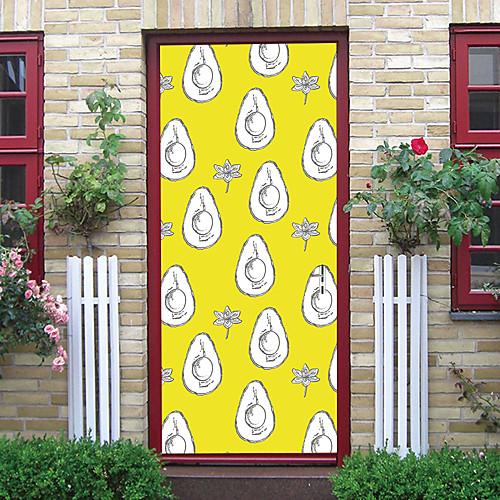 

2pcs Self-adhesive Creative Door Stickers Fruit Pattern Living Room Diy Decoration Home Waterproof Wall Stickers