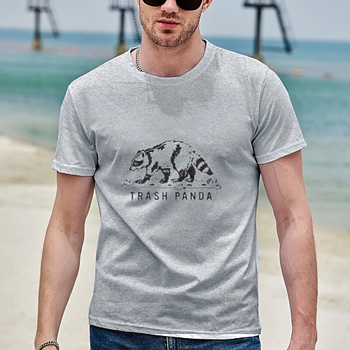 

Men's Tee T shirt Hot Stamping Cat Graphic Prints Plus Size Print Short Sleeve Casual Tops Cotton Basic Designer Big and Tall White Gray