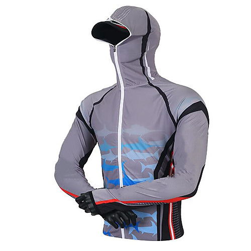

CAWANFLY Men's Hoodie Jacket Fishing Jacket Outdoor Long Sleeve Quick Dry Waterproof Zipper Lightweight Breathable UV Protection Jacket Top Autumn / Fall Spring Summer Fishing Camping & Hiking Outdoor