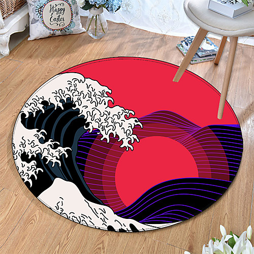 

Round 5mm Area Rugs Machine Made Polyster Non Skid Modern 3D