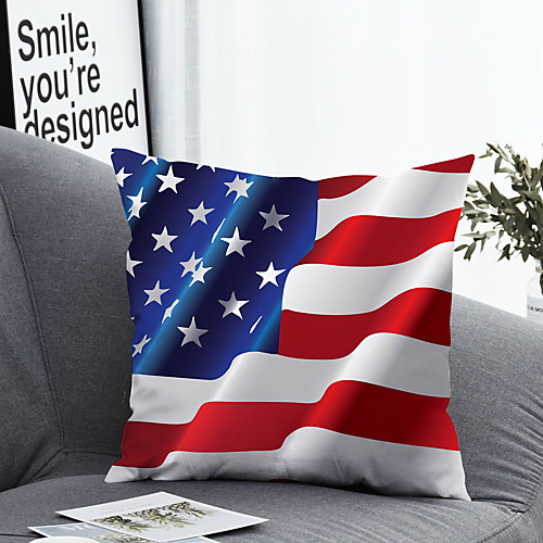 

1 Pc Polyester Pillow Cover Pillow Cover Flag Geometric 3D Simple Square Zipper Traditional Classic