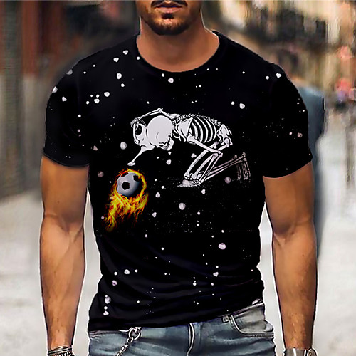 

Men's Tee T shirt Shirt 3D Print Graphic Prints Skull Print Short Sleeve Daily Tops Casual Designer Big and Tall Black