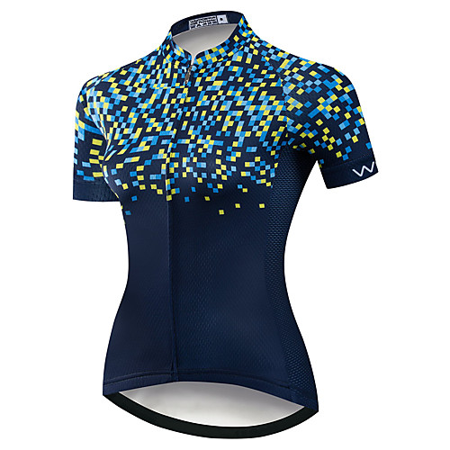 

21Grams Women's Short Sleeve Cycling Jersey Summer Spandex Polyester BlueYellow Bike Jersey Top Mountain Bike MTB Road Bike Cycling Quick Dry Moisture Wicking Breathable Sports Clothing Apparel