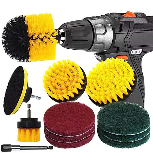 

11pcs Electric Scourer Brush Plastic Round Cleaning Brush Kit For Glass Carpets Car Tires Nylon Brushes