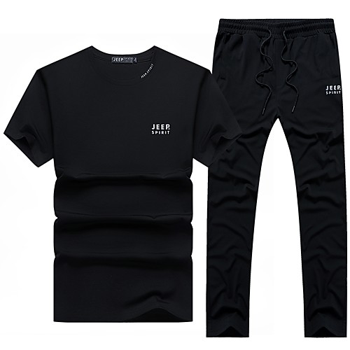 

Men's Sports & Outdoors Simple Cycling Quick Dry Moisture Wicking Breathable Soft Outdoor Sports Casual Daily Pants Suit Pants Solid Color Letter Full Length Classic Sporty Drawstring Print Black