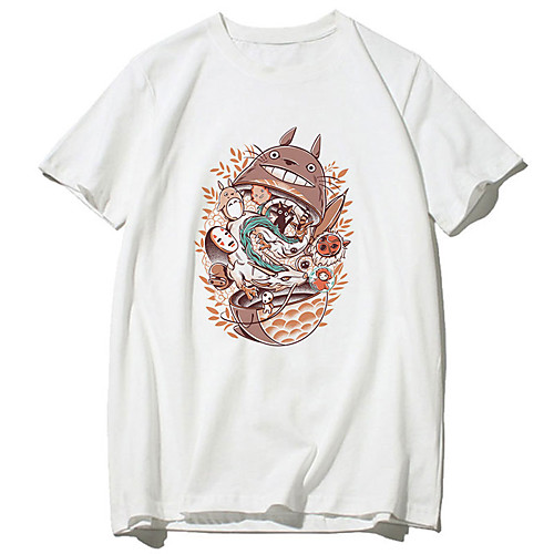 

Inspired by Totoro Cosplay Anime Cartoon Polyester / Cotton Blend Print Harajuku Graphic Kawaii T-shirt For Women's / Men's