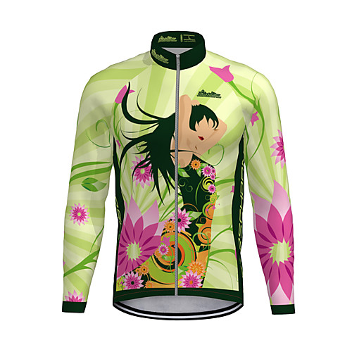 

21Grams Women's Long Sleeve Cycling Jersey Summer Spandex Polyester PinkGreen Floral Botanical Bike Jersey Top Mountain Bike MTB Road Bike Cycling Quick Dry Moisture Wicking Breathable Sports