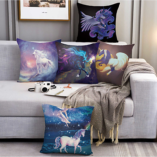 

Unicorn Double Side Cushion Cover 5PC Soft Decorative Square Throw Pillow Cover Cushion Case Pillowcase for Bedroom Livingroom Superior Quality Machine Washable Outdoor Cushion for Sofa Couch Bed Chair