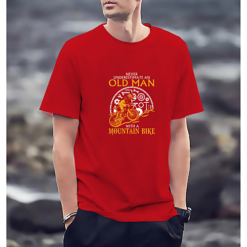 

Men's Unisex Tee T shirt Shirt Hot Stamping Graphic Prints Motorcycle Old Man Letter Plus Size Print Short Sleeve Casual Tops Basic Fashion Designer Big and Tall Round Neck Wine / Summer