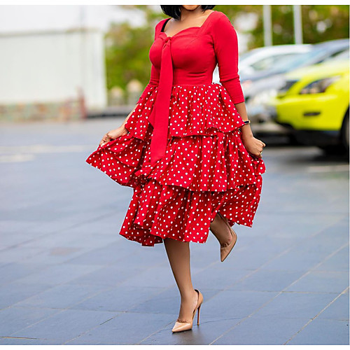 

Women's A Line Dress Knee Length Dress Yellow Red Dark Blue Long Sleeve Solid Color Summer Casual 2021 S M L XL XXL XXXL