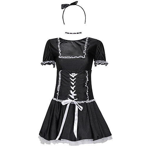 

Uniforms Dress Adults' Women's Maid Uniforms Halloween Halloween Halloween Carnival Festival / Holiday Terylene Black Women's Easy Carnival Costumes Solid Color / Headwear / Neckwear
