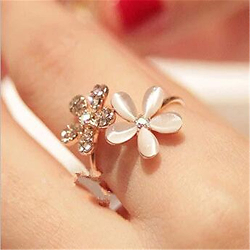 

Ring Cubic Zirconia Classic Gold Alloy Flower Fashion 1pc Adjustable / Women's