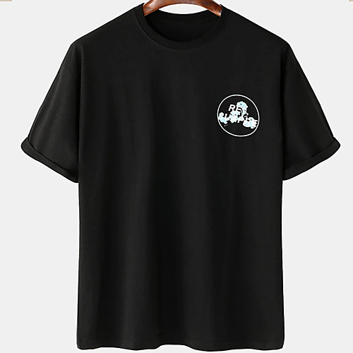 

Men's Unisex Tee T shirt Hot Stamping Graphic Prints Fish Plus Size Print Short Sleeve Casual Tops Cotton Basic Designer Big and Tall White Black