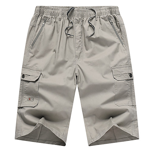 

Men's Shorts Cargo Breathable Casual Daily Shorts Tactical Cargo Pants Solid Colored Calf-Length Drawstring Pocket Army Green Black Khaki Light gray Dark Gray