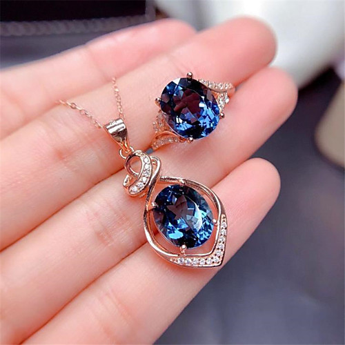

Women's Blue Cubic Zirconia Jewelry Set Earrings Set Geometrical Flower Crown Flower Shape Artistic Fashion Classic Trendy Sweet Rhinestone Rose Gold Plated Earrings Jewelry Rose Gold For Christmas