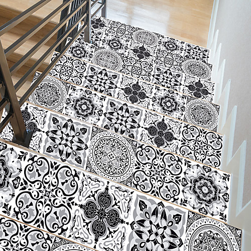 

Creative Home Modification Self-adhesive Paper Staircase Kitchen Background Wall Restaurant Multifunctional Dyi Classic Black And White Tile Floor Sticker