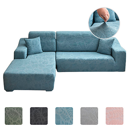 

Stretch Sofa Cover Slipcover Jacquard Elastic Sectional Couch Armchair Loveseat 4 or 4 or 3 Seater L ShapeGrey BlackFloralFlowerPlainSolidSoft Durable Washable