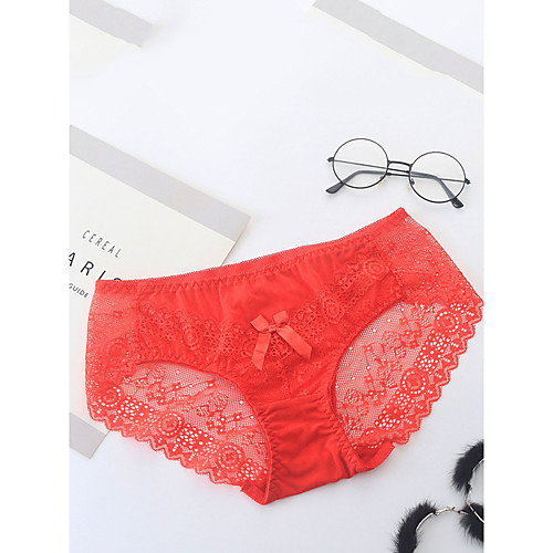 

Women's Lace Brief Micro-elastic Low Waist 1 PC Wine One-Size