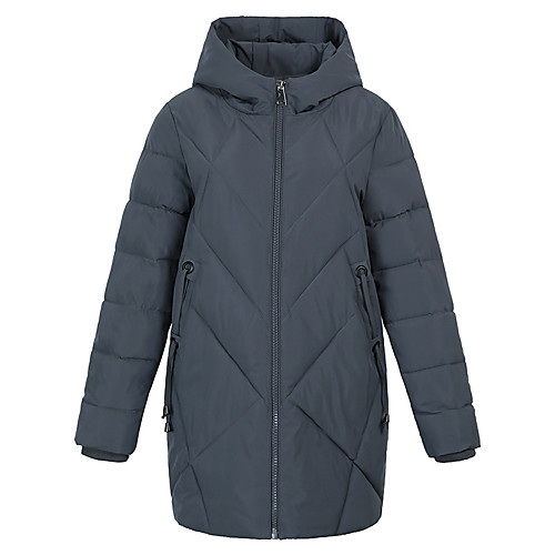 

Women's Parka Casual / Daily Fall Winter Regular Coat Regular Fit Outdoor Casual Jacket Solid Color Zipper Wine Red Blue / Plus Size