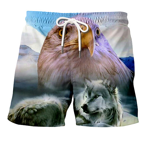 

Men's Designer Casual / Sporty Big and Tall Quick Dry Breathable Soft Holiday Beach Swimming Pool Shorts Bermuda shorts Swim Trucks Pants Graphic Prints Eagle Wolf Animal Short Drawstring Elastic