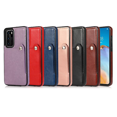 

Phone Case For Huawei Back Cover P40 P40 Pro P40 Pro P30 P30 Pro P30 Lite Huawei Mate 20 lite Huawei Mate 20 pro Huawei Mate 20 P40 lite Card Holder Shockproof Dustproof Solid Colored PU Leather TPU