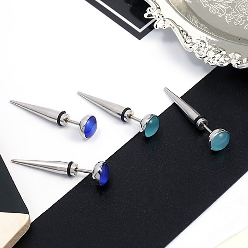 

Men's Earrings Classic Holiday Birthday Stylish Simple Stainless Steel Earrings Jewelry Blue / Green / White For Street Formal Date Festival 1pc
