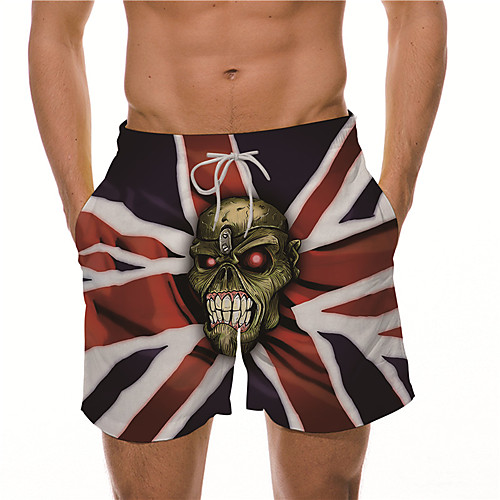 

Men's Designer Casual / Sporty Big and Tall Quick Dry Breathable Soft Holiday Beach Swimming Pool Shorts Bermuda shorts Swim Trucks Pants Graphic Prints Skull Flag Short Drawstring Elastic Drawstring