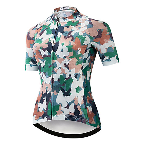 

21Grams Women's Short Sleeve Cycling Jersey Summer Spandex Green Butterfly Bike Top Mountain Bike MTB Road Bike Cycling Sports Clothing Apparel / Stretchy / Athleisure