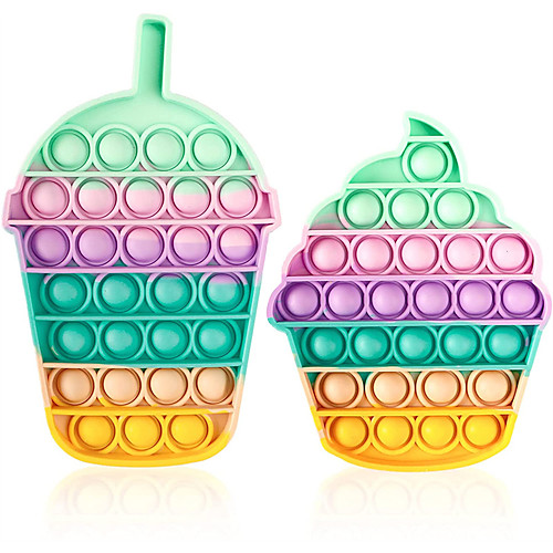 

2PCS Push Pop Bubble Fidget Sensory Toy, Autism Special Needs Silicone Stress Reliever Toy, Anti-Anxiety Squeeze Sensory Toy for Kids (CupCake)
