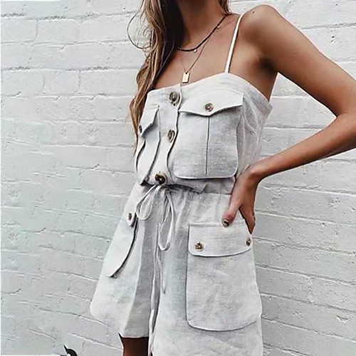 

Women's Casual 2021 khaki Gray Jumpsuit Solid Color