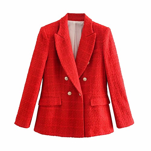 

Women's Coat Casual / Daily Fall Regular Coat V Neck Regular Fit Casual Jacket Solid Color Bell Bottom Red