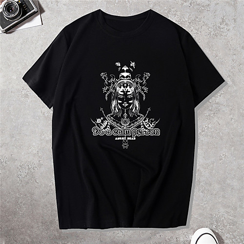 

Men's Unisex Tee T shirt Shirt Hot Stamping Graphic Prints Human Plus Size Short Sleeve Casual Tops Cotton Basic Vintage Designer Big and Tall Black